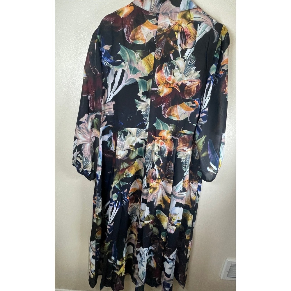 Catherine Malandrino Women's XL Floral Long Sleeve Midi Dress NWT Button Front - Picture 4 of 16
